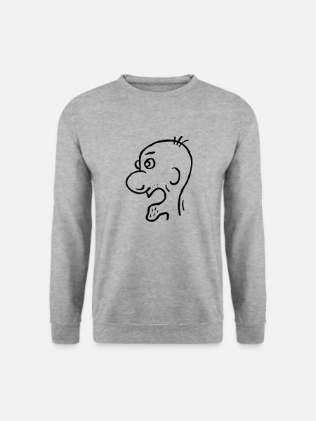 Opa Papa Mann Onkel Rentner Gesicht Comic - Unisex Pullover - Weißgrau meliert