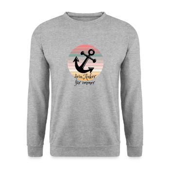 Anker - Unisex Pullover - Weißgrau meliert - Vorne - Alina (178cm) & Michal (187cm)