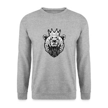 Bär - Unisex Pullover - Weißgrau meliert - Vorne - Alina (178cm) & Michal (187cm)