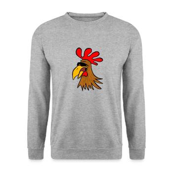 Cool rooster - Unisex Pullover - Weißgrau meliert - Vorne - Alina (178cm) & Michal (187cm)
