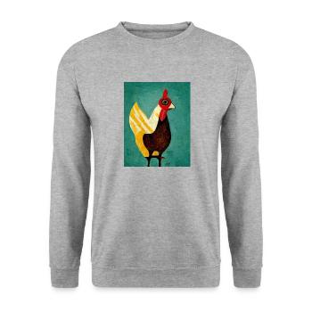 Funny Chicken Painting - Unisex Sweatshirt - salt & pepper - Front - Alina (178cm) & Michal (187cm)