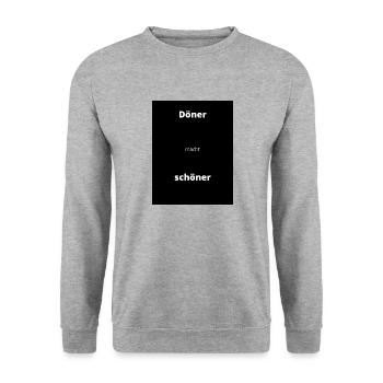 Döner macht Schöner - Unisex Pullover - Weißgrau meliert - Vorne - Alina (178cm) & Michal (187cm)