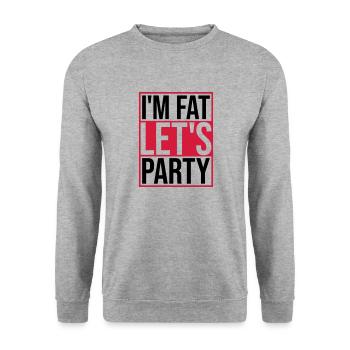 im fat lets party - Unisex Pullover - Weißgrau meliert - Vorne - Alina (178cm) & Michal (187cm)
