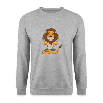 Lion Yoga Funny Yoga Teacher Gift Idea - Unisex Sweatshirt - salt & pepper - Front - Alina (178cm) & Michal (187cm)