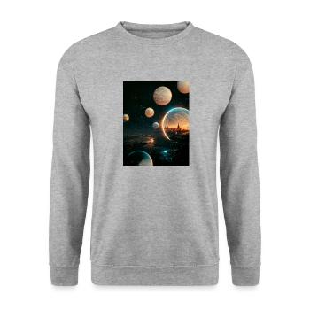Zeit ist relativ - Unisex Pullover - Weißgrau meliert - Vorne - Alina (178cm) & Michal (187cm)