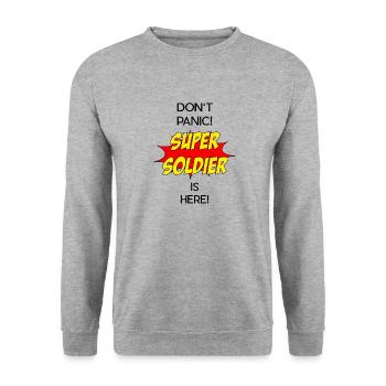 Super Soldier / Super Soldat - Unisex Pullover - Weißgrau meliert - Vorne - Alina (178cm) & Michal (187cm)