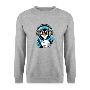Pingouin avec pull bleu - Sweat-shirt Unisexe - gris chiné - Devant - Alina (178cm) & Michal (187cm)