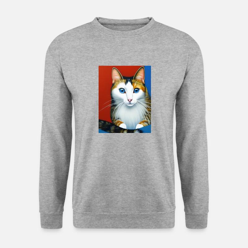 Katze - Unisex Pullover - Weißgrau meliert