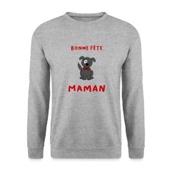 BONNE FÊTE. FÊTE DES MÈRES. FÊTE DES PÈRES. FÊTE - Sweat-shirt Unisexe - gris chiné - Devant - Alina (178cm) & Michal (187cm)