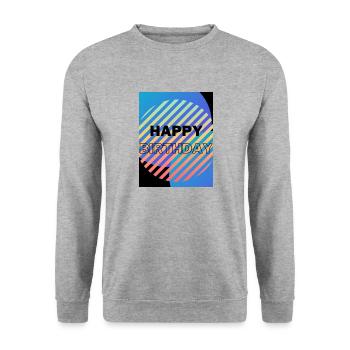 GEBURTSTAG, ALLES GUTE ZUM GEBURTSTAG, ALLES GUTE ZUM GEBURTSTAG - Unisex Pullover - Weißgrau meliert - Vorne - Alina (178cm) & Michal (187cm)