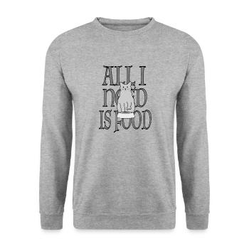 Chat Katze Food Essen - Sweat-shirt Unisexe - gris chiné - Devant - Alina (178cm) & Michal (187cm)
