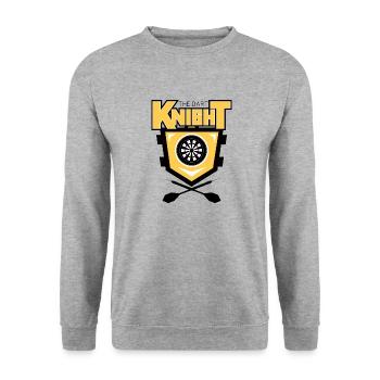 Dart Knight Emblem - Unisex Pullover - Weißgrau meliert - Vorne - Alina (178cm) & Michal (187cm)