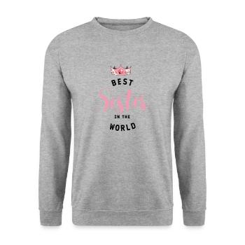 Best Sister Beste Schwester Slogan - Unisex Pullover - Weißgrau meliert - Vorne - Alina (178cm) & Michal (187cm)