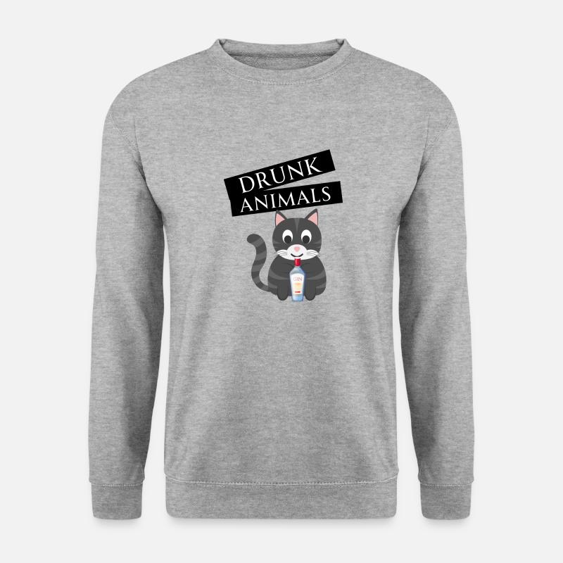 Drunk Animals - GinCat - Unisex Pullover - Weißgrau meliert