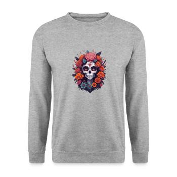 La Catrina 2 - Unisex Pullover - Weißgrau meliert - Vorne - Alina (178cm) & Michal (187cm)