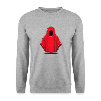 Red Ghost: Dystopischer Hip-Hop-Zeichentrickfilm - Unisex Pullover - Weißgrau meliert - Vorne - Alina (178cm) & Michal (187cm)