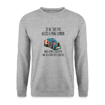 accro à mon camion - Sweat-shirt Unisexe - gris chiné - Devant - Alina (178cm) & Michal (187cm)