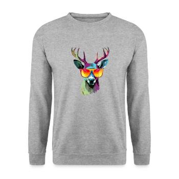 Jack the bespectacled deer - Unisex Sweatshirt - salt & pepper - Front - Alina (178cm) & Michal (187cm)