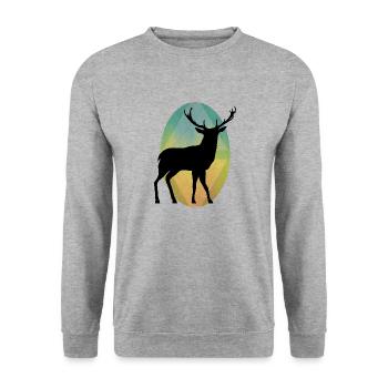 Cerf - Sweat-shirt Unisexe - gris chiné - Devant - Alina (178cm) & Michal (187cm)