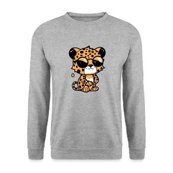 Zoolto the Leopard - Unisex Sweatshirt - salt & pepper - Front - Alina (178cm) & Michal (187cm)