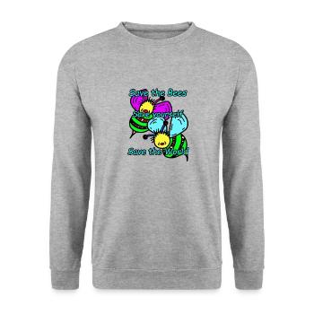Bees - Unisex Sweatshirt - salt & pepper - Front - Alina (178cm) & Michal (187cm)