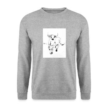 Dessin de taureau - Sweat-shirt Unisexe - gris chiné - Devant - Alina (178cm) & Michal (187cm)