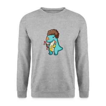 Hugadino artiste Dino, Dinosaure mignon - Sweat-shirt Unisexe - gris chiné - Devant - Alina (178cm) & Michal (187cm)