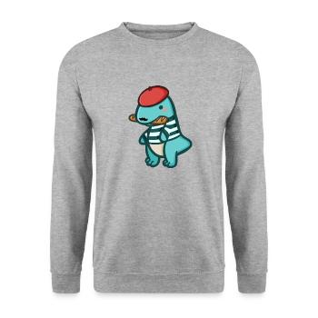 hugadino dino embrace, cute dinosaur - Unisex Sweatshirt - salt & pepper - Front - Alina (178cm) & Michal (187cm)