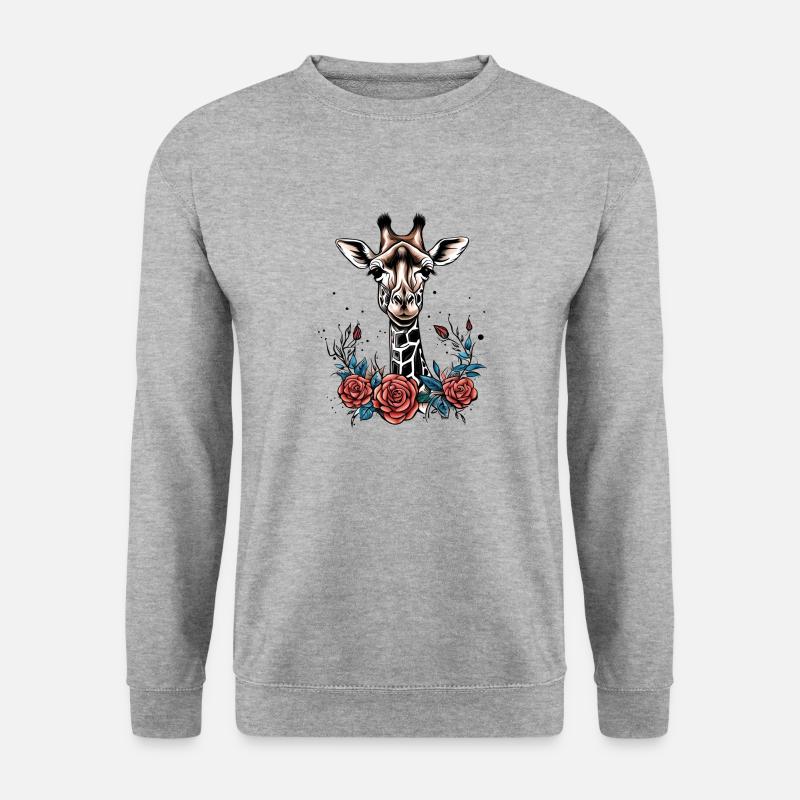 Giraffe / Tier / Safari / Afrika / Nationalpark - Unisex Pullover - Weißgrau meliert