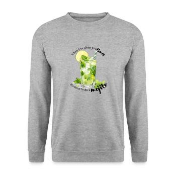 Wenn das Leben dir Limetten gibt - Unisex Pullover - Weißgrau meliert - Vorne - Alina (178cm) & Michal (187cm)