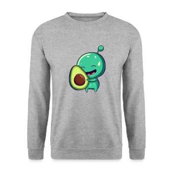 Green Alien Avocado: Fusion exotique - Sweat-shirt Unisexe - gris chiné - Devant - Alina (178cm) & Michal (187cm)