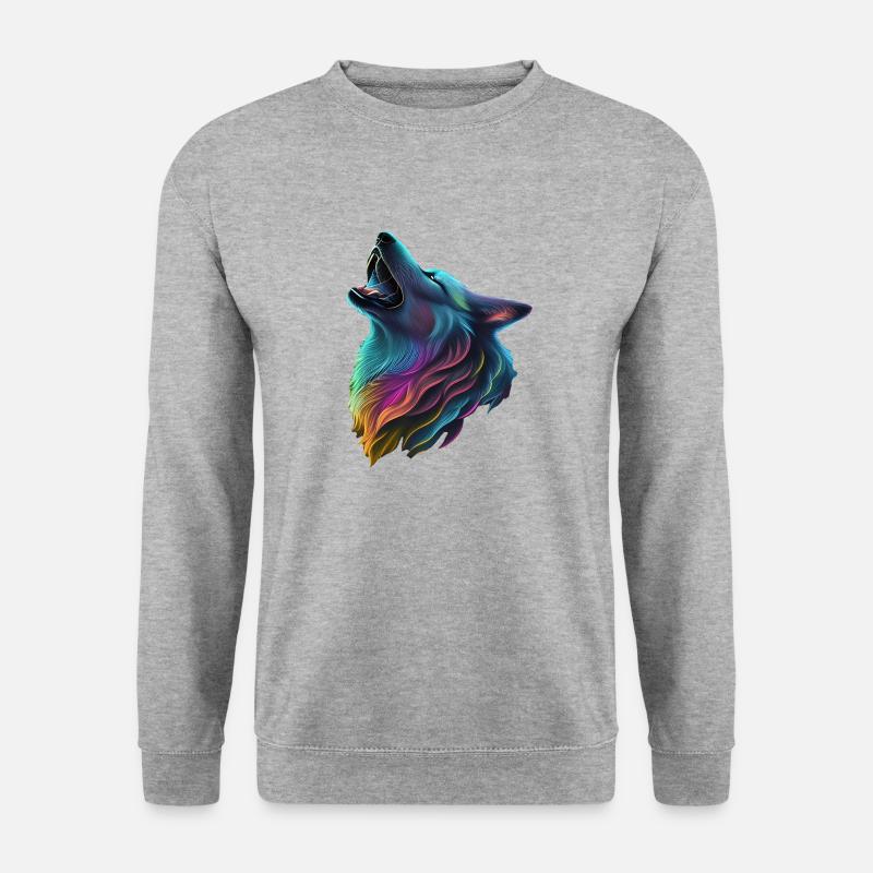 Bunter Wolf - Unisex Pullover - Weißgrau meliert