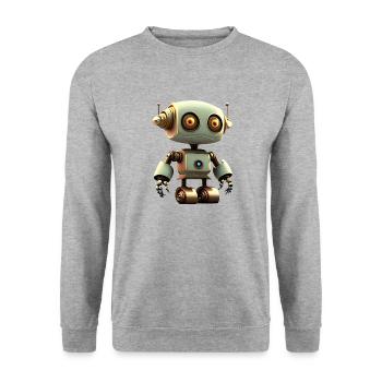 Happy Halloween niedlicher Roboter lustig gruselig - Unisex Pullover - Weißgrau meliert - Vorne - Alina (178cm) & Michal (187cm)