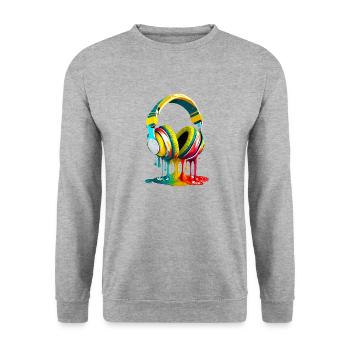 Headphones - Unisex Sweatshirt - salt & pepper - Front - Alina (178cm) & Michal (187cm)