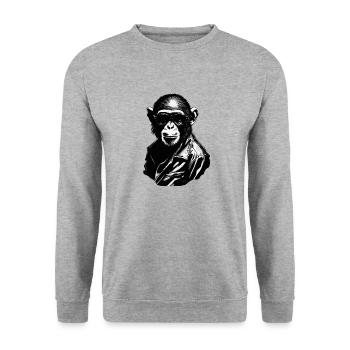 Singe / Animal / Zoo / Chimpanzé / Sauvage / Bande dessinée - Sweat-shirt Unisexe - gris chiné - Devant - Alina (178cm) & Michal (187cm)