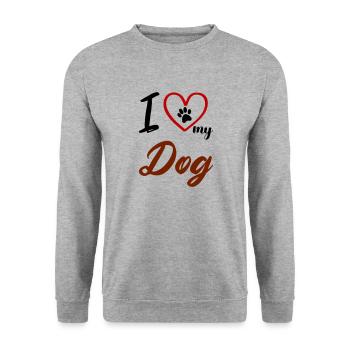i love my dog 02 - Unisex Pullover - Weißgrau meliert - Vorne - Alina (178cm) & Michal (187cm)