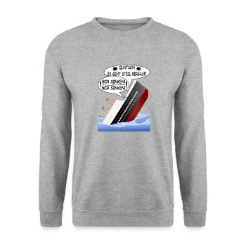 Steil Bergauf-lustige Sprüche-positives Denken - Unisex Pullover - Weißgrau meliert - Vorne - Alina (178cm) & Michal (187cm)