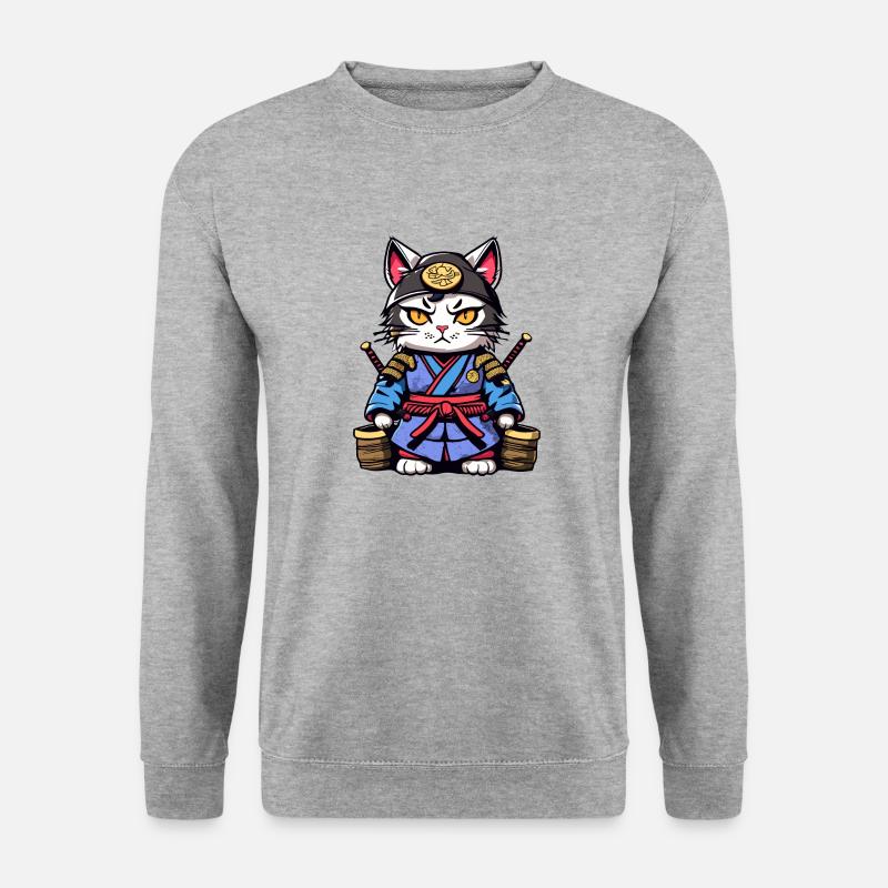 Samurai Cat #23 - Unisex Sweatshirt - salt & pepper