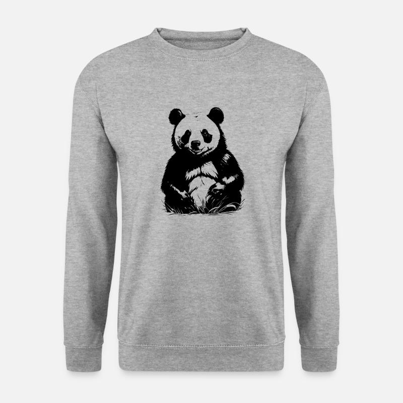 Panda Bär - Unisex Pullover - Weißgrau meliert