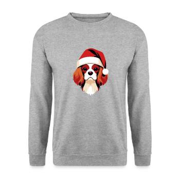 Weihnachtsgeschenk Pullover - Festliches T-Shirt - Unisex Pullover - Weißgrau meliert - Vorne - Alina (178cm) & Michal (187cm)