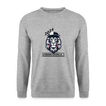 lion urbain - Sweat-shirt Unisexe - gris chiné - Devant - Alina (178cm) & Michal (187cm)