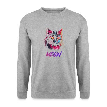 Katzen Meow logo - Unisex Pullover - Weißgrau meliert - Vorne - Alina (178cm) & Michal (187cm)