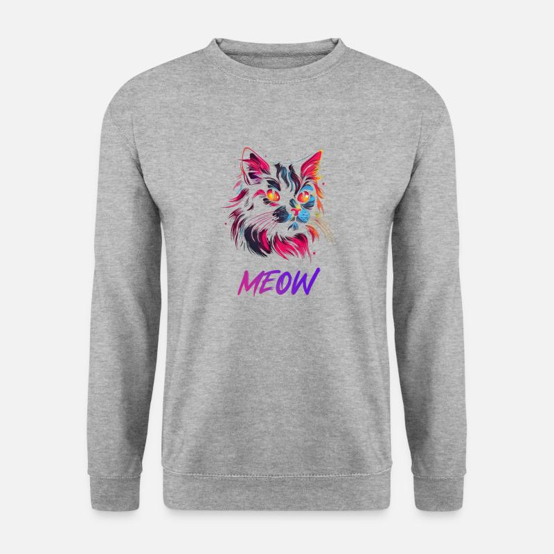 Katzen Meow logo - Unisex Pullover - Weißgrau meliert