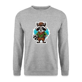 Lederhosen / Animal / Traditional costume / Tradition / Raccoon - Unisex Sweatshirt - salt & pepper - Front - Alina (178cm) & Michal (187cm)