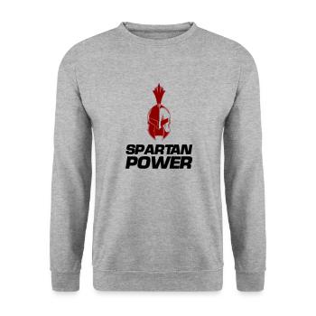 spartan power - Unisex Pullover - Weißgrau meliert - Vorne - Alina (178cm) & Michal (187cm)