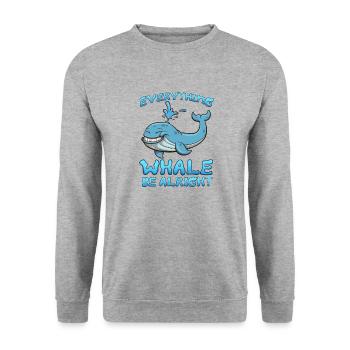 Tout va bien pour les baleines - Sweat-shirt Unisexe - gris chiné - Devant - Alina (178cm) & Michal (187cm)