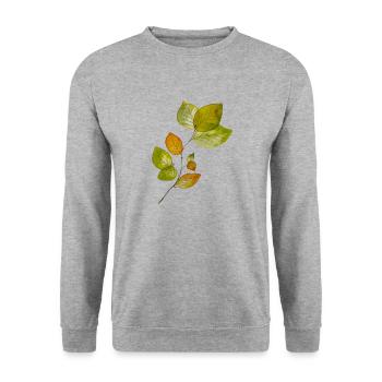 Beech leaves - Unisex Sweatshirt - salt & pepper - Front - Alina (178cm) & Michal (187cm)