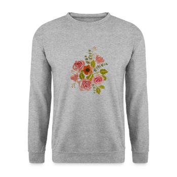 Blumenstrauß - Unisex Pullover - Weißgrau meliert - Vorne - Alina (178cm) & Michal (187cm)