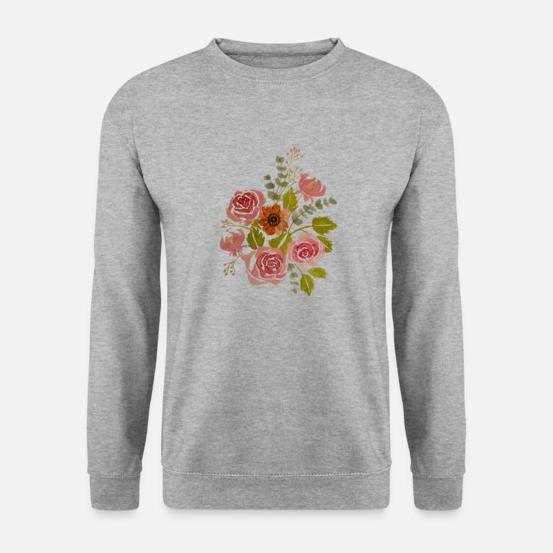 Blumenstrauß - Unisex Pullover - Weißgrau meliert