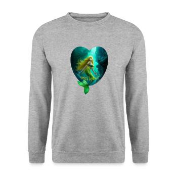 sirène addict à la plongée (coeur) - pour plongeur - Sweat-shirt Unisexe - gris chiné - Devant - Alina (178cm) & Michal (187cm)